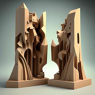 3D model Two torn towers game (STL)